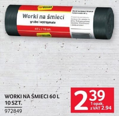 Worki na śmieci 60 l 10 szt. promocja w Selgros