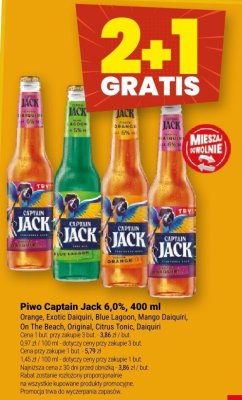 Piwo Captain Jack 6,0%, 400 ml Orange, Exotic Daiquiri, Blue Lagoon, Mango Daiquiri, On The Beach, Original, Citrus Tonic, Daiquiri promocja w Twój Market