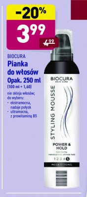 Pianka do włosów power & hold mega strong 5 Biocura promocja