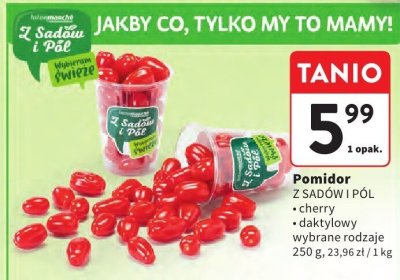 Pomidor Z Sadów i Pól cherry, daktylowy wybrane rodzaje promocja w Intermarche
