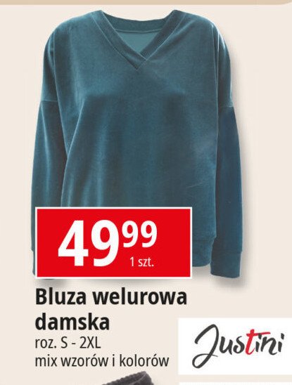 Bluza damska dresowa welurowa JUSTINI promocja