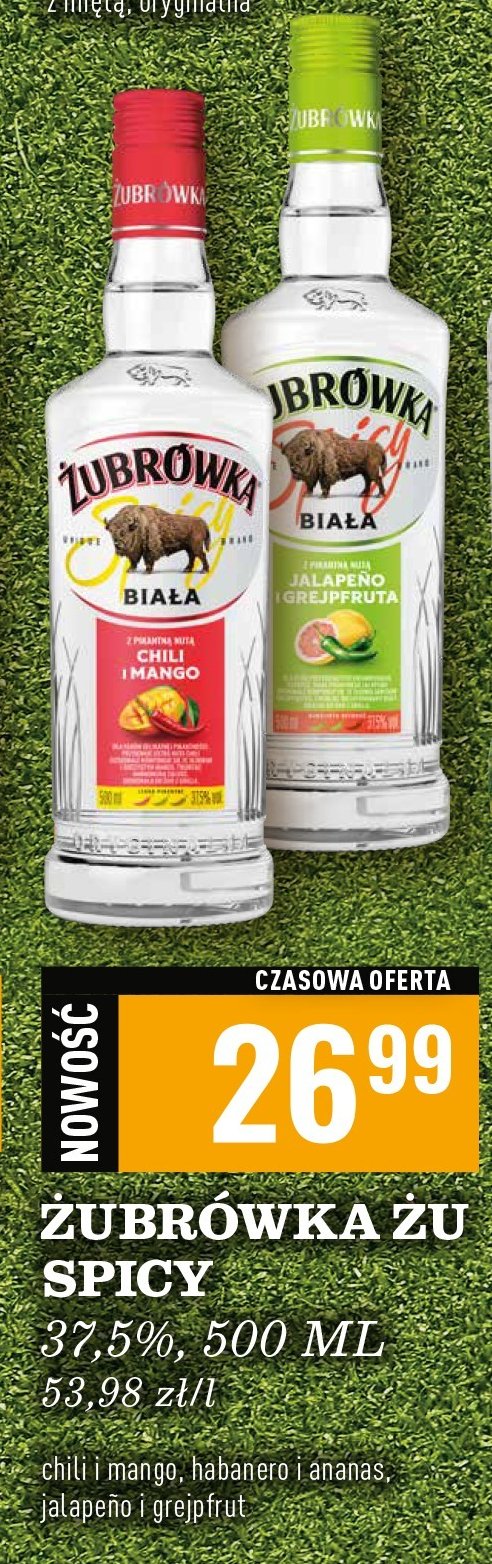 Wódka chili i mango Żubrówka biała promocja w Biedronka