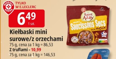 Kiełbaski mini surowe / z orzechami promocja w Leclerc