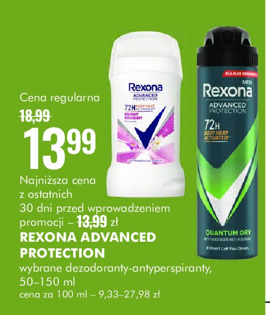 Dezodorant extreme dry REXONA MEN ADVANCED PROTECTION promocja