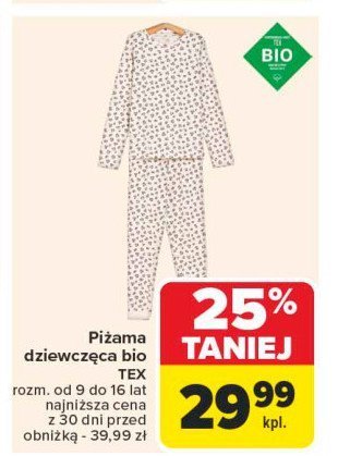 Piżama dziewczęca 9-16 lat Tex promocja w Carrefour