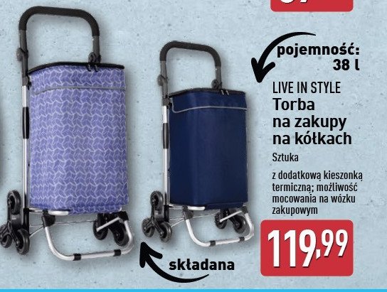 Torba na zakupy na kółkach Live in style promocja w Aldi