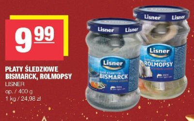 Płaty śledziowe Bismarck, rollmopsy LISNER promocja w SPAR