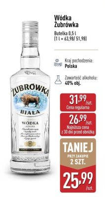 Wódka Żubrówka Biała promocja w Aldi