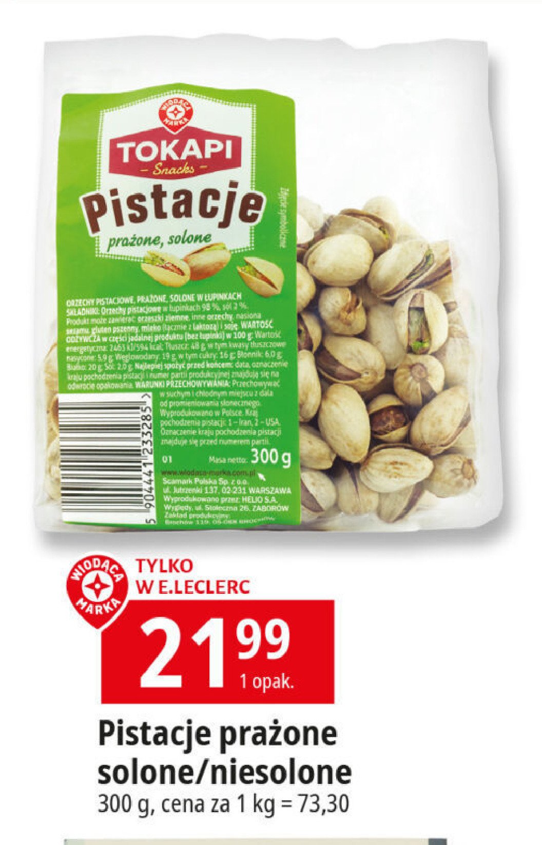 Pistacje prażone niesolone Wiodąca marka tokapi promocja