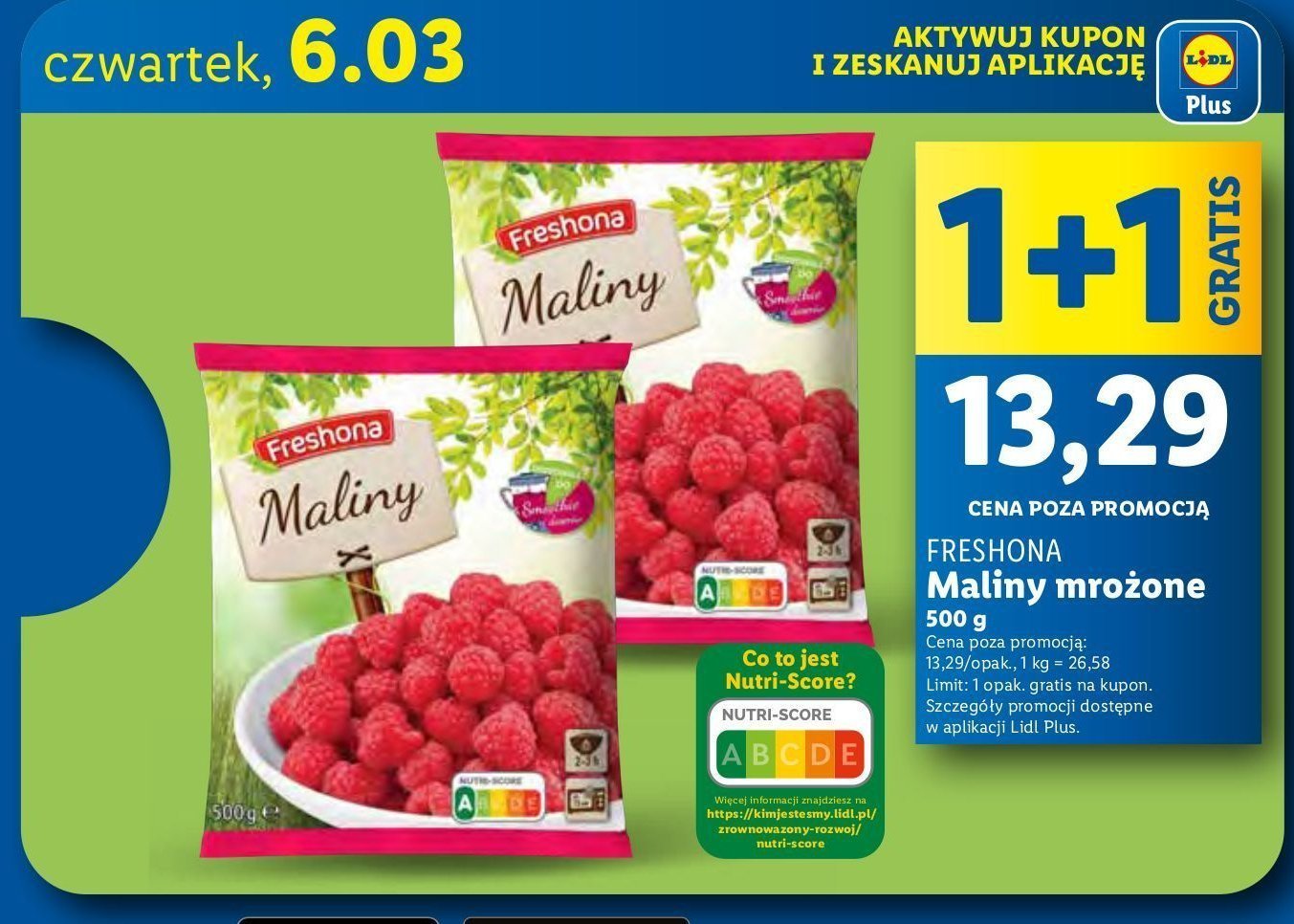 Maliny mrożone Freshona promocja