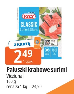 Paluszki krabowe surimi Vici Classic 100 g promocja w Leclerc