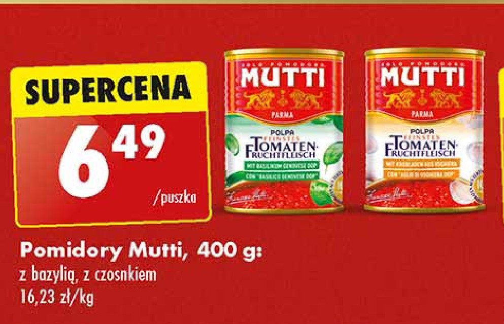 Passata pomidorowa z bazylią Mutti promocja w Biedronka