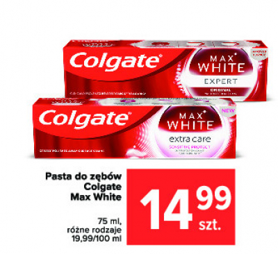 Pasta do zębów sensitive protect Colgate max white extra care promocja