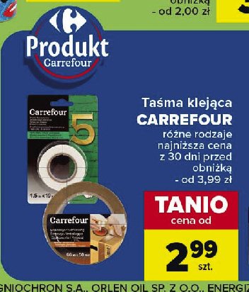 Taśma klejąca 1.5 mm x 18 m Carrefour promocja w Carrefour Market