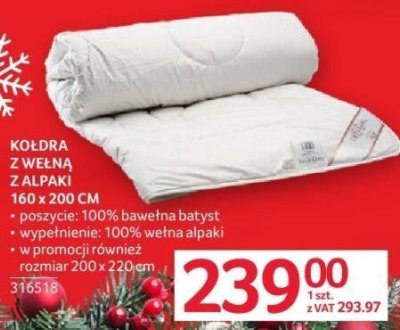 Kołdra z wełną z alpaki 160 x 200 cm promocja w Selgros