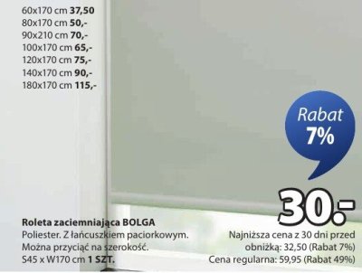 Roleta zaciemniająca Bolga Jysk promocja w Jysk