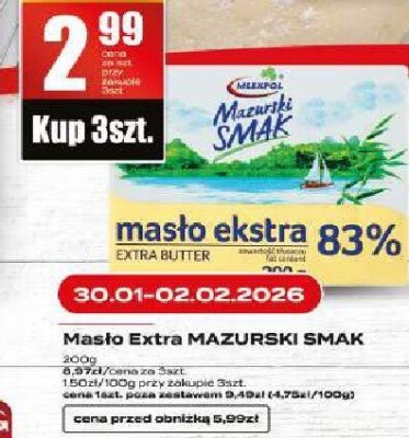 Masło Masło Extra MAZURSKI SMAK 83% promocja w Supeco