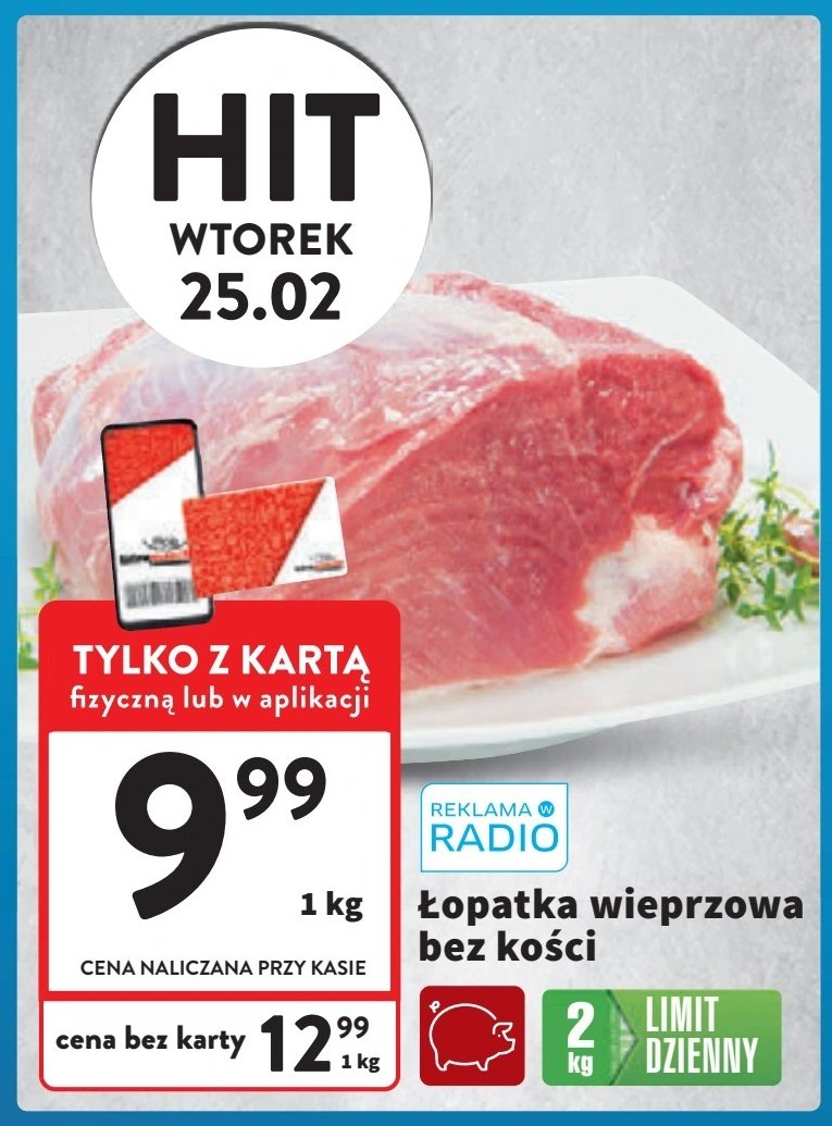 Łopatka wieprzowa bez kości promocja w Intermarche