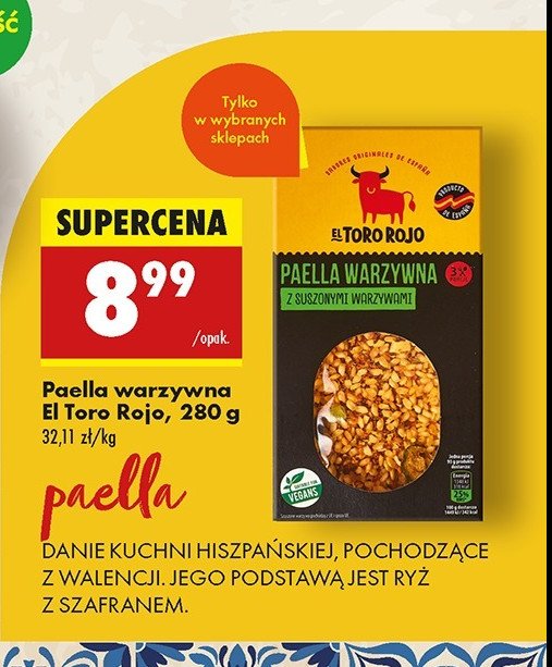 Paella warzywna El toro rojo promocja w Biedronka