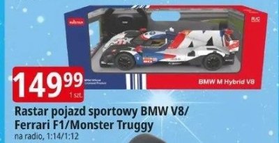 Rastar pojazd sportowy BMW V8/Ferrari F1/Monster Truggy promocja w Leclerc