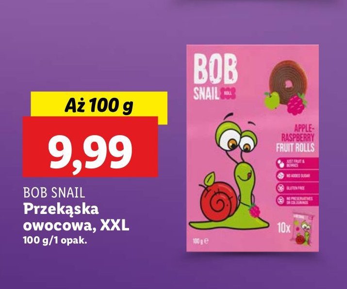 Przekąska jabłkowo-malinowa Bob snail promocja