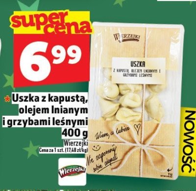 Uszka z kapustą, olejem lnianym i grzybami leśnymi Wierzejki 400g promocja w TOPAZ