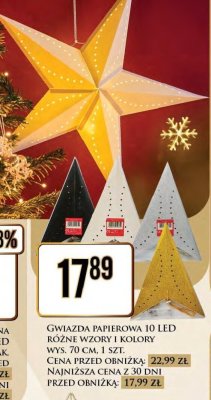 Gwiazda papierowa 10 LED 70 cm, różne wzory i kolory promocja w Dino