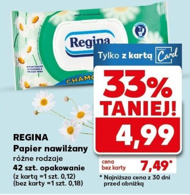 Papier nawilżany REGINA różne rodzaje 42 szt. promocja w Kaufland