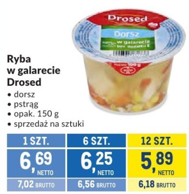 Ryba w galarecie Drosed - dorsz pstrąg promocja w Makro
