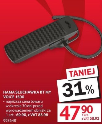 Słuchawka BT MY VOICE 1500 HAMA promocja w Selgros