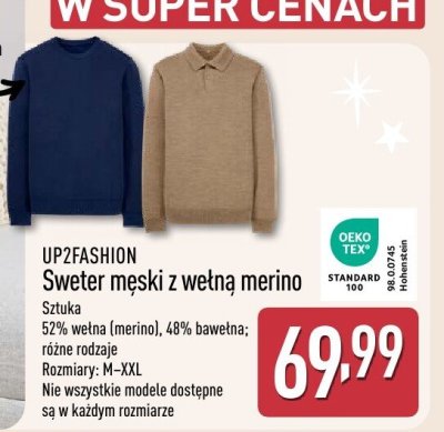 Sweter męski z wełną merino UP2FASHION promocja w Aldi