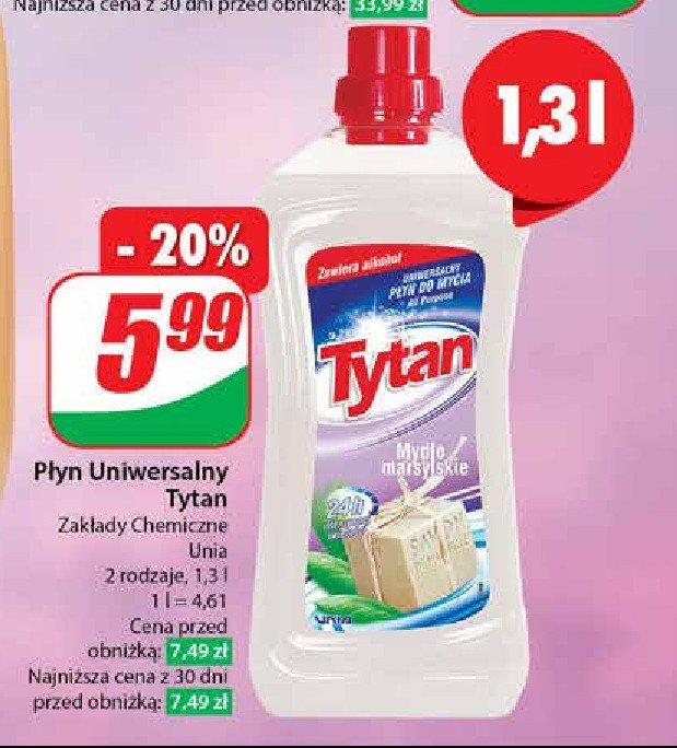 Płyn uniwersalny mydło marsylskie Tytan wc promocja