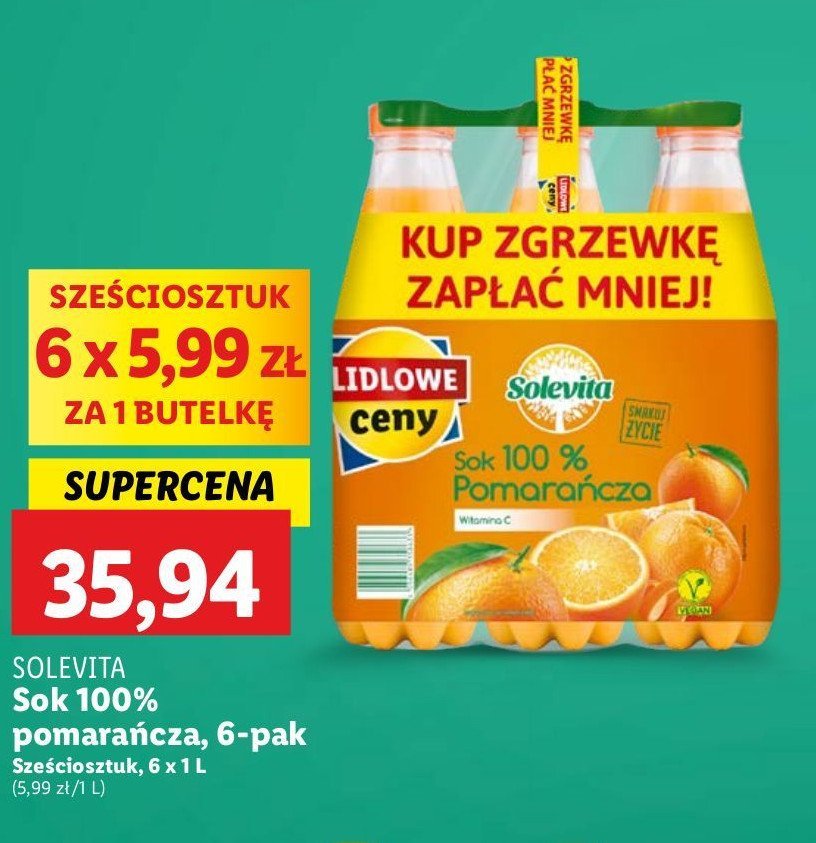 Sok pomarańczowy 100% Solevita promocja