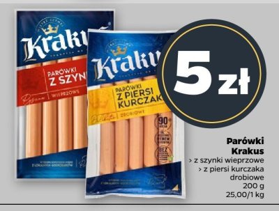 Parówki Krakus z szynki wieprzowe promocja w Netto