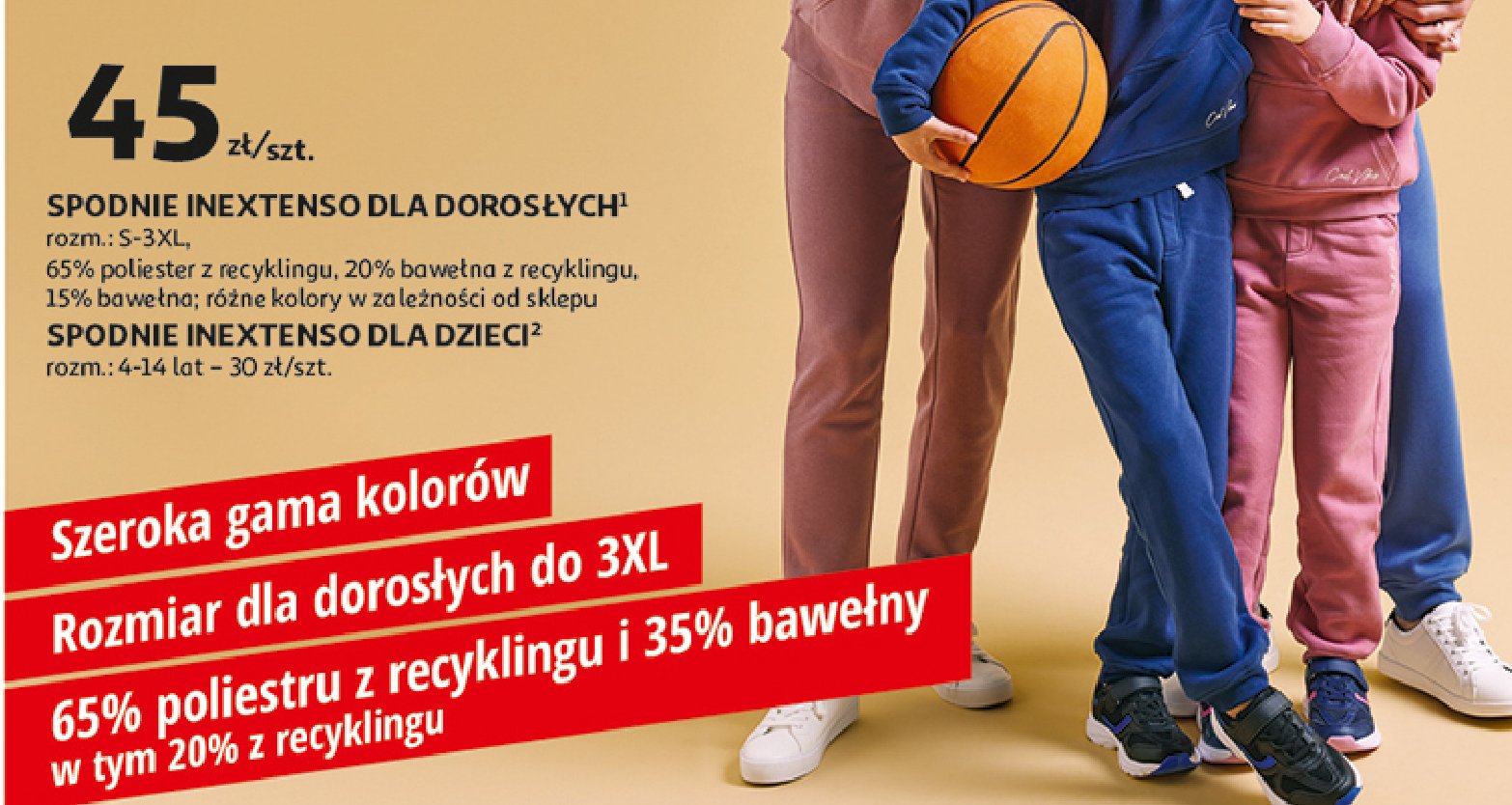 Spodnie dresowe dziecięce Auchan inextenso promocja