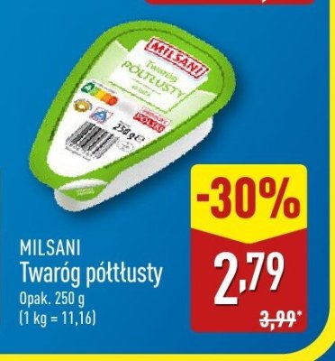 Ser twaróg półtłusty Milsani promocja w Aldi