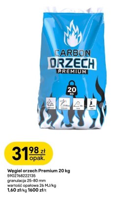 Węgiel orzech Premium 20 kg promocja w Castorama