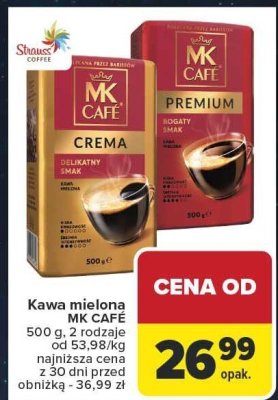 Kawa mielona CREMA MK CAFÉ 500 g promocja w Carrefour