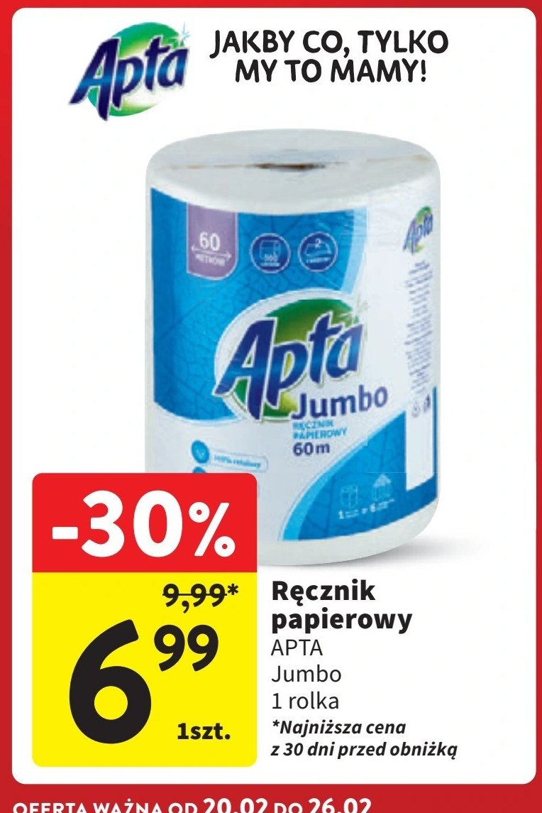 Ręcznik uniwersalny jumbo Apta promocja w Intermarche