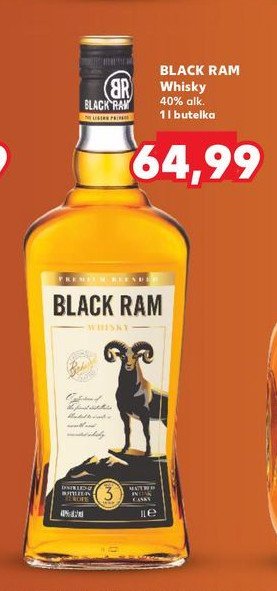 Whisky BLACK RAM PREMIUM BLENDED promocja w Kaufland