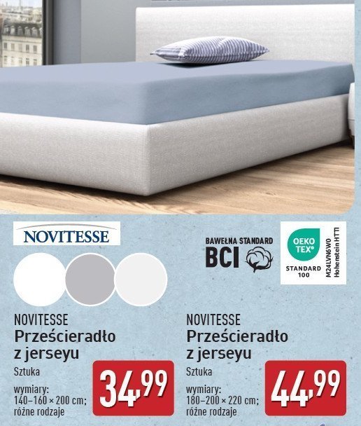 Prześcieradło z jerseyu 180-200 x 220 cm Novitesse promocja w Aldi