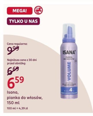 Pianka do włosów Isana, 150 ml promocja w Rossmann