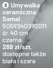 Umywalka ceramiczna Samal czarna 40 cm promocja w Castorama