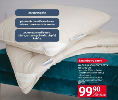 Kołdra kaszmir dotyk 160 x 200 cm promocja w Selgros