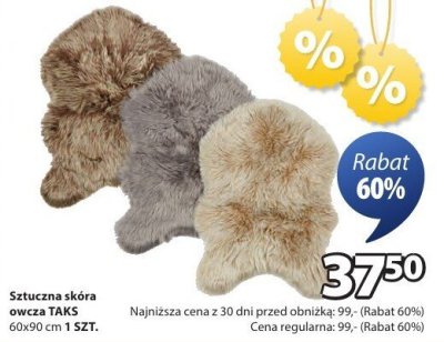Sztuczna skóra owcza TAKS promocja w Jysk