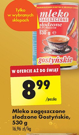 Mleko zagęszczone słodzone Gostyń promocja w Biedronka