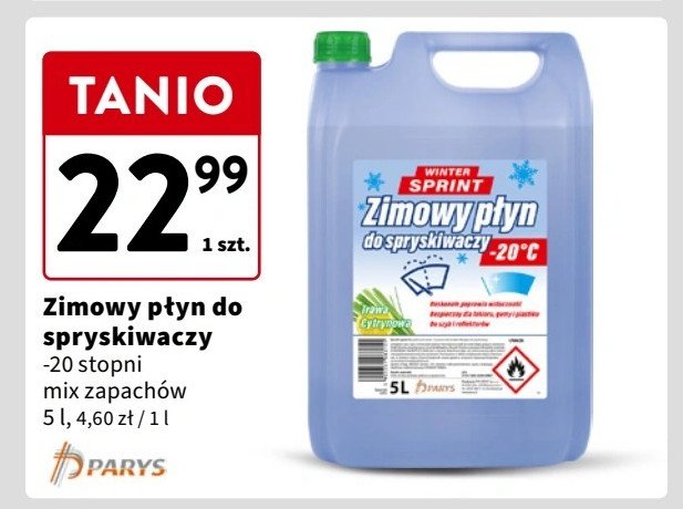 Zimowy płyn do spryskiwaczy do - 20 c Parys promocja w Intermarche