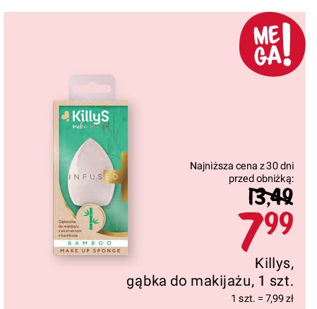 Gąbka do makijażu infused 3d różowa Killys promocja