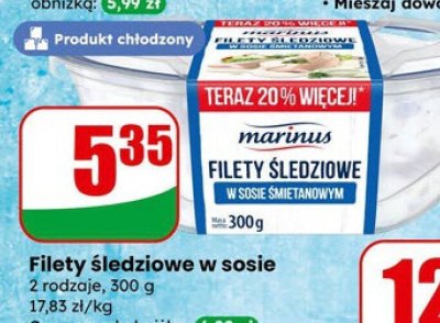 Filety śledziowe w sosie śmietanowym Marinus promocja w Dino