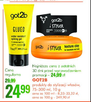 Glinka modelująca do włosów Got2b i styler promocja